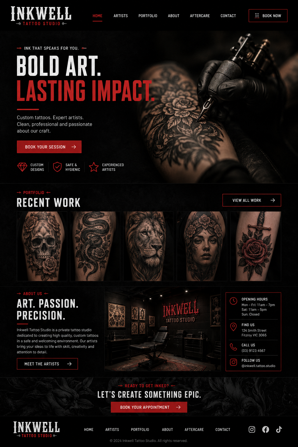 Inkwell Tattoo Studio website