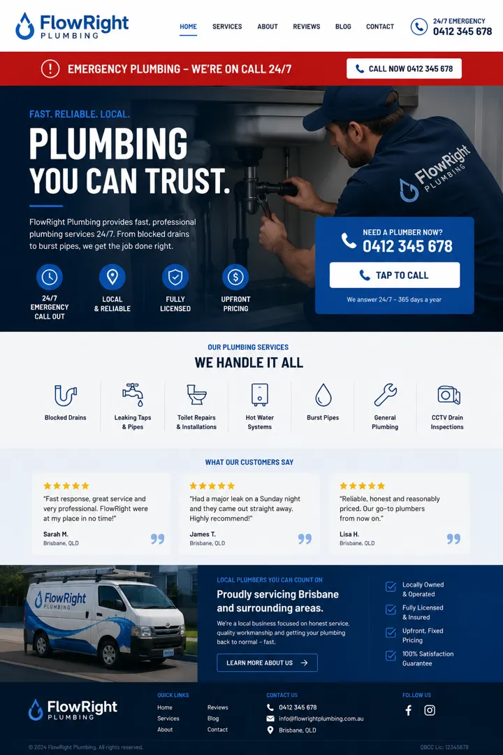 Concept website design for a local plumber